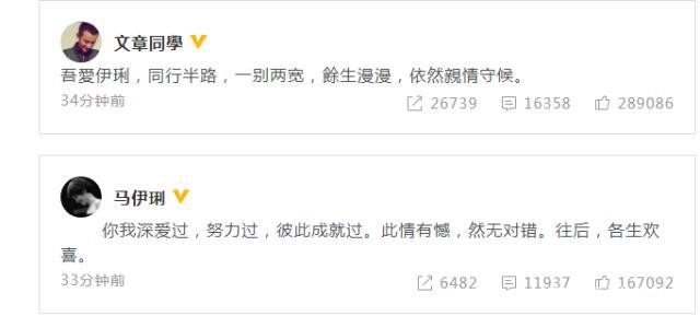 文章马伊琍宣布离婚 二人商业版图似无交集